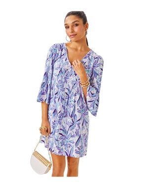 Lilly Pulitzer Danika Tunic Dress, Tropicalia Purple Elephant in the Bloom Dress